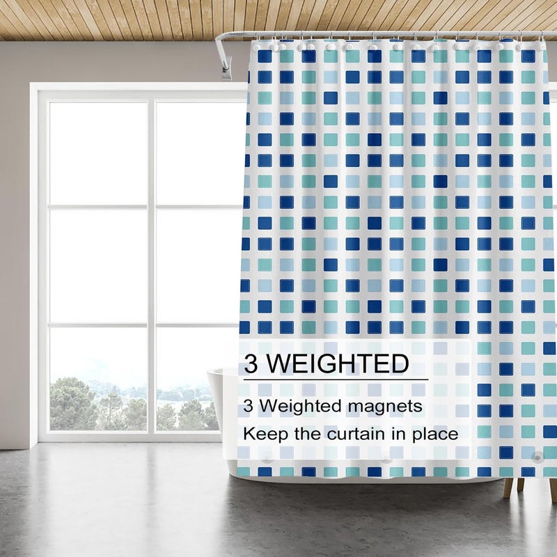 TIKABC Shower Curtain Liner, 4G PEVA Shower Liner, Plastic Peva Waterproof Shower Curtains, 72x72 inch with Grommet Holes 3 Magnetic Weights - Image 4